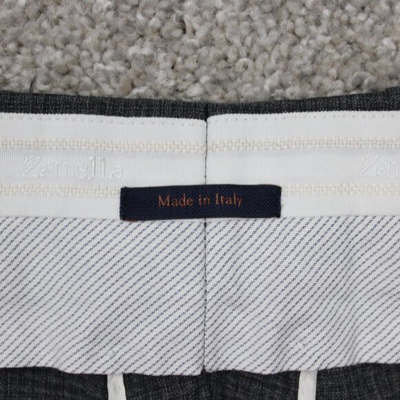 Zanella Devon Dress Pants Mens 36 Gray Flat Front 100% Wool w/ 30" inseam - Picture 10 of 13